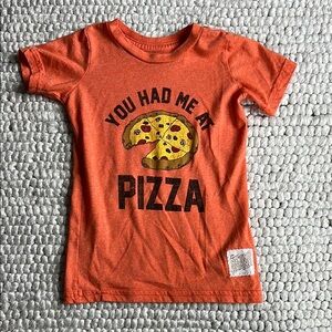 Orange Kids T-Shirt with Pizza Graphic